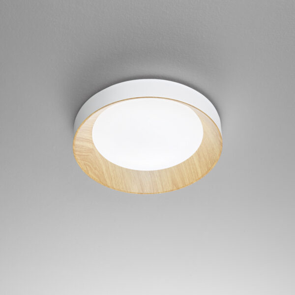 Plafonnier - Applique LED métal effet bois (blanc/noir - 2 tailles) – Image 4