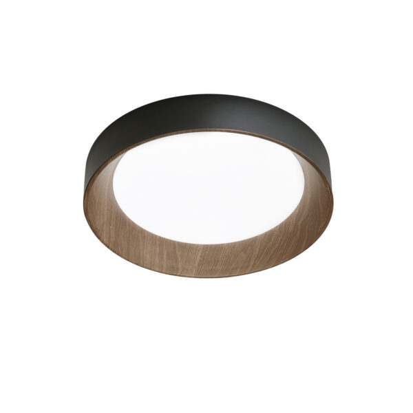 Plafonnier - Applique LED métal effet bois (blanc/noir - 2 tailles) – Image 2