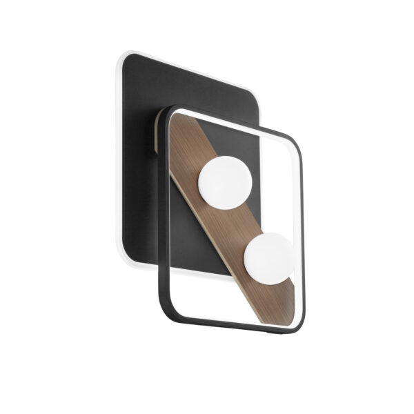 Plafonnier - Applique LED carré design effet bois (noir ou blanc) – Image 2
