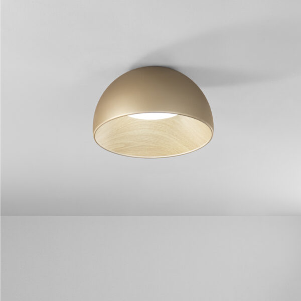 Plafonnier Sphérique aspect bois & métal - Or (2 Tailles) – Image 3