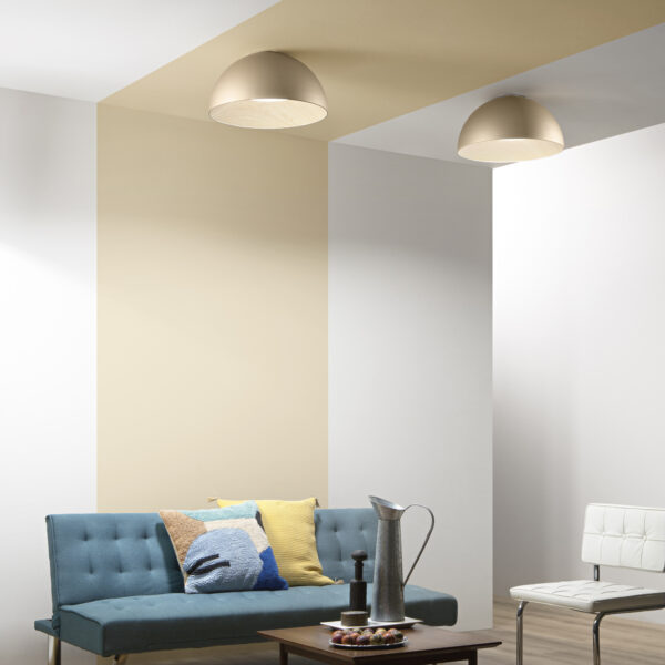 Plafonnier Sphérique aspect bois & métal - Or (2 Tailles) – Image 2