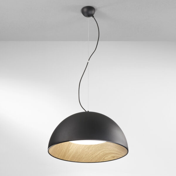 Suspension Noir / effet bois