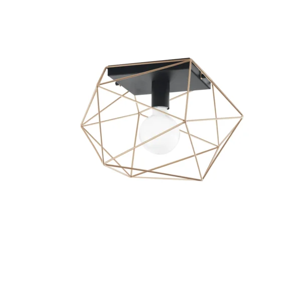 Plafonnier géométrique métal 1 lampe (Blanc / Noir-Or) – Image 2
