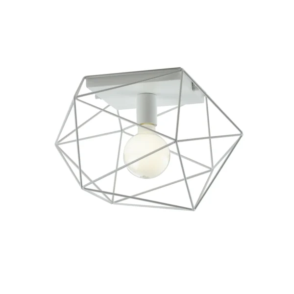 Plafonnier géométrique métal 1 lampe (Blanc / Noir-Or) – Image 4