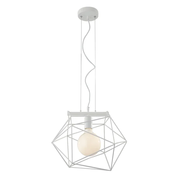 Suspension géométrique métal 1 ampoule (Blanc / Noir-Or) – Image 4