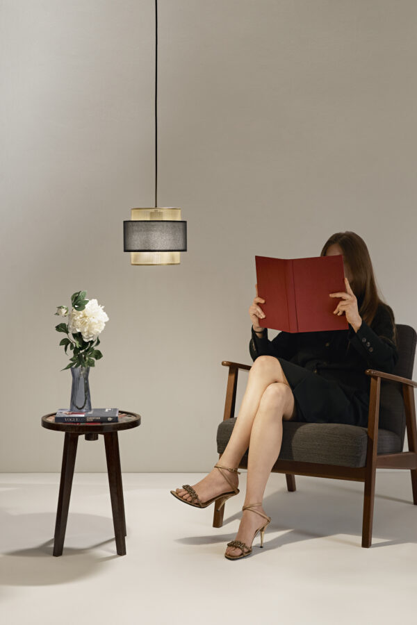 Suspension chic 1 lampe noir et or (2 tailles) – Image 5
