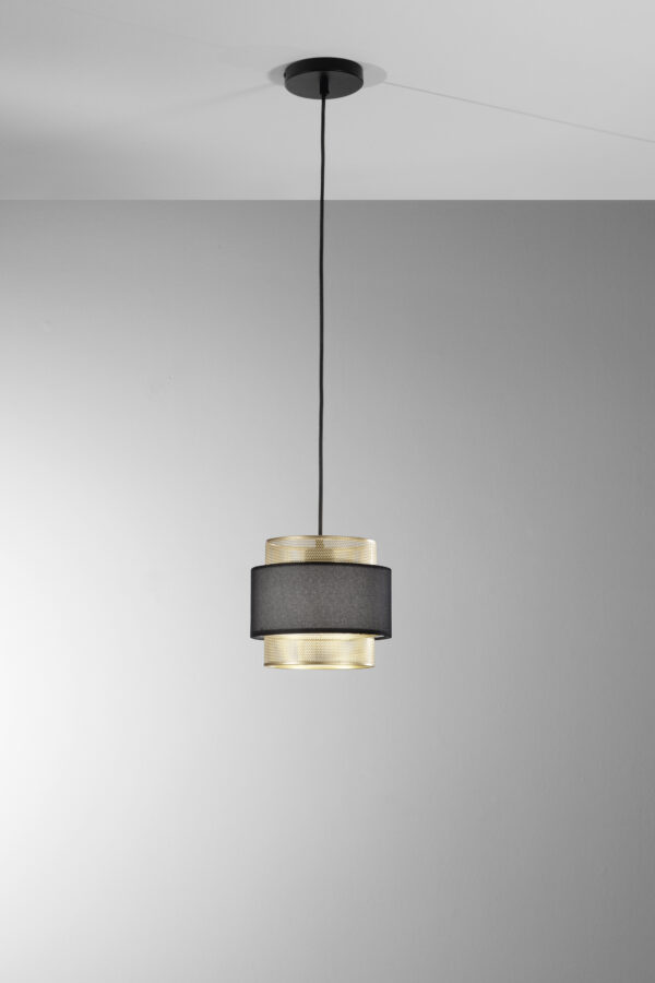 Suspension chic 1 lampe noir et or (2 tailles) – Image 3
