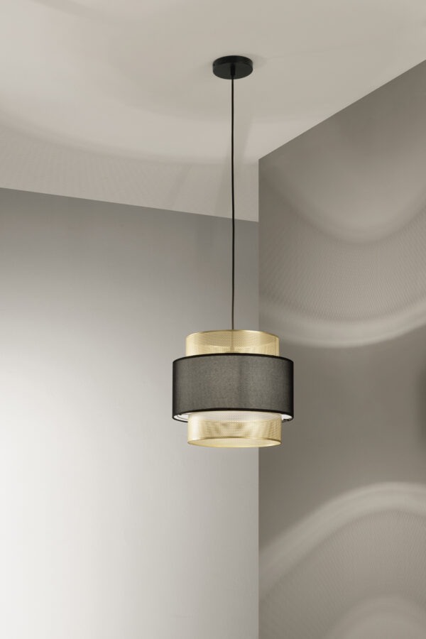 Suspension chic 1 lampe noir et or (2 tailles) – Image 4