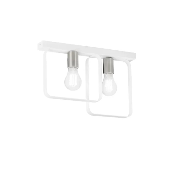 Plafonnier métal contemporaine 2 ampoules (Blanc / Noir) – Image 4