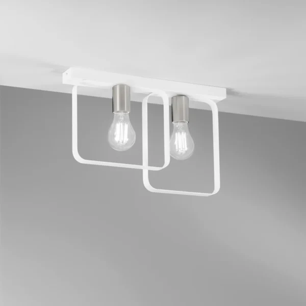 Plafonnier métal contemporaine 2 ampoules (Blanc / Noir) – Image 3