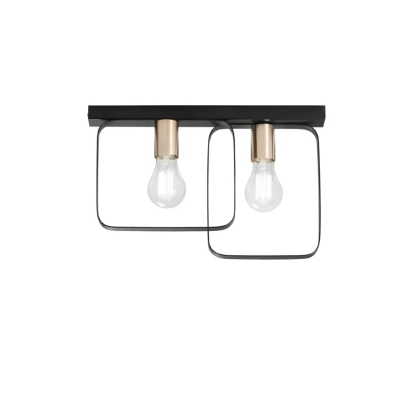 Plafonnier métal contemporaine 2 ampoules (Blanc / Noir) – Image 2