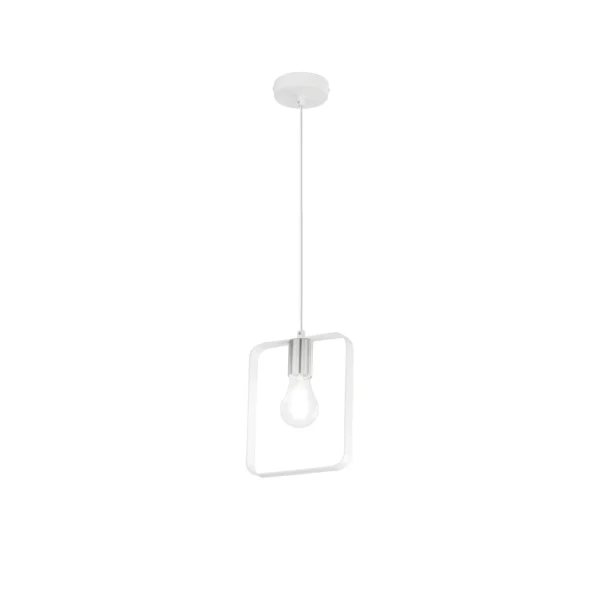 Suspension métal contemporaine 1 ampoule (Blanc / Noir) – Image 4