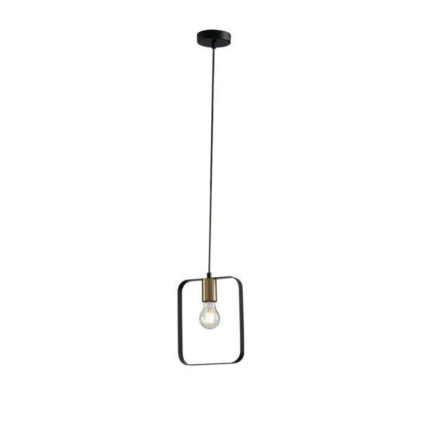 Suspension métal contemporaine 1 ampoule (Blanc / Noir) – Image 2