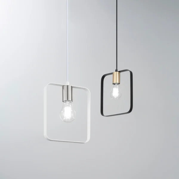 Suspension métal contemporaine 1 ampoule (Blanc / Noir) – Image 6
