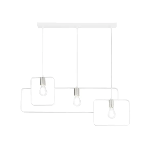 Suspension métal contemporaine 3 ampoules (Blanc / Noir) – Image 4