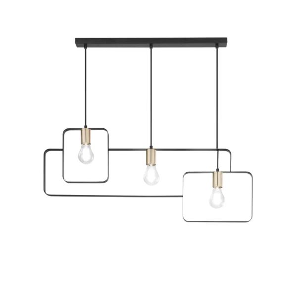 Suspension métal contemporaine 3 ampoules (Blanc / Noir) – Image 2