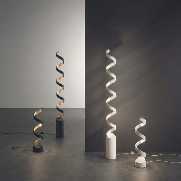 Lampadaire LED Spirale 10 ronds design aluminium (2 couleurs au choix) – Image 5