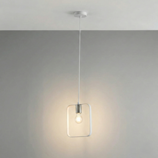 Suspension métal contemporaine 1 ampoule (Blanc / Noir) – Image 3