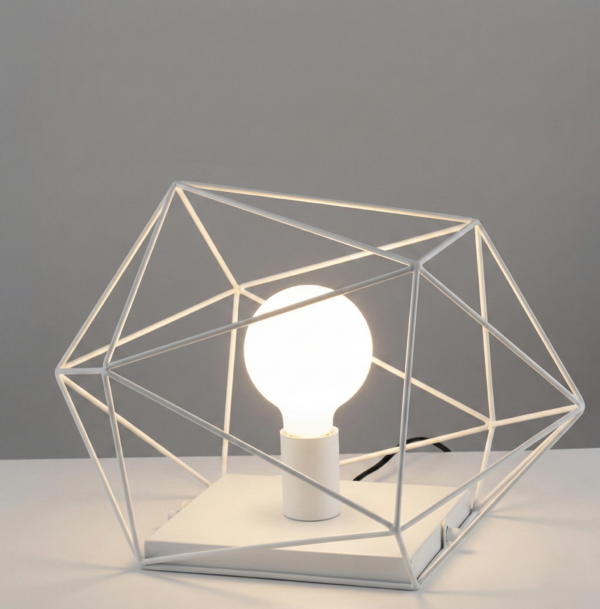 Lampe à poser géométrique métal (Blanc / Noir-Or) – Image 3