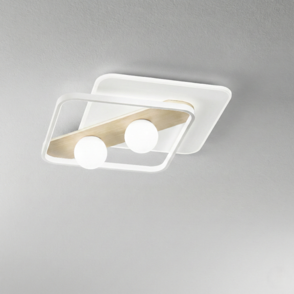 Plafonnier - Applique LED carré design effet bois (noir ou blanc) – Image 3