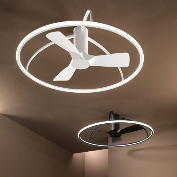 Ventilateur de plafond LED design anneau Magnus (Noir / Blanc) – Image 6
