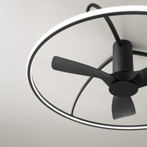 Ventilateur de plafond LED design anneau Magnus (Noir / Blanc) – Image 5