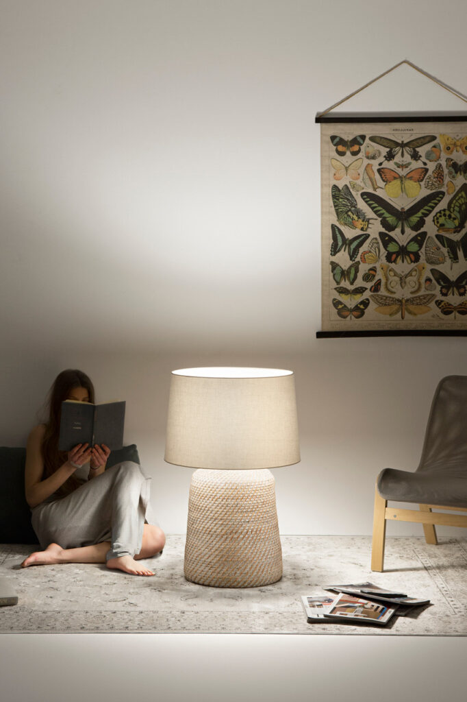Lampe à poser rotin naturel tressé ø55cm – Image 3