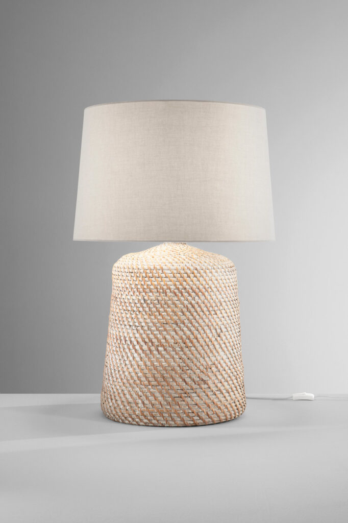 Lampe à poser rotin naturel tressé ø55cm – Image 2