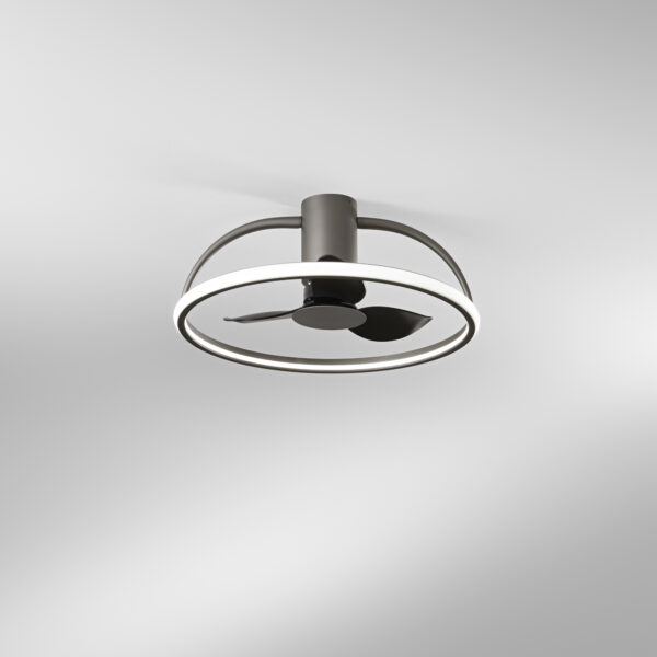 Ventilateur de plafond lumineux circulaire LED (Noir / Blanc / Gris) – Image 3