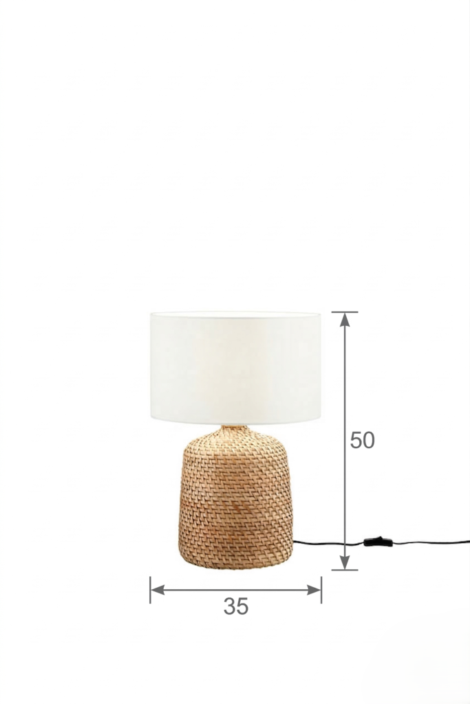 Lampe à poser en bois tressé Ø35 cm – Image 4