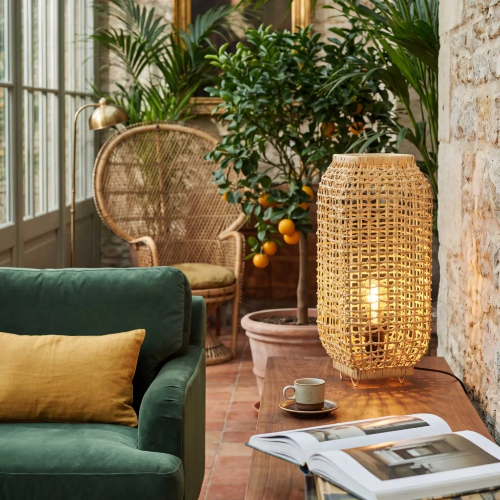 Lampe à poser rotin tressé naturel (Hauteur 42cm ou 52cm) – Image 2