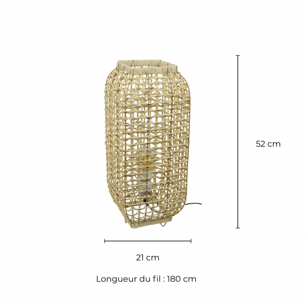 Lampe à poser rotin tressé naturel (Hauteur 42cm ou 52cm) – Image 8