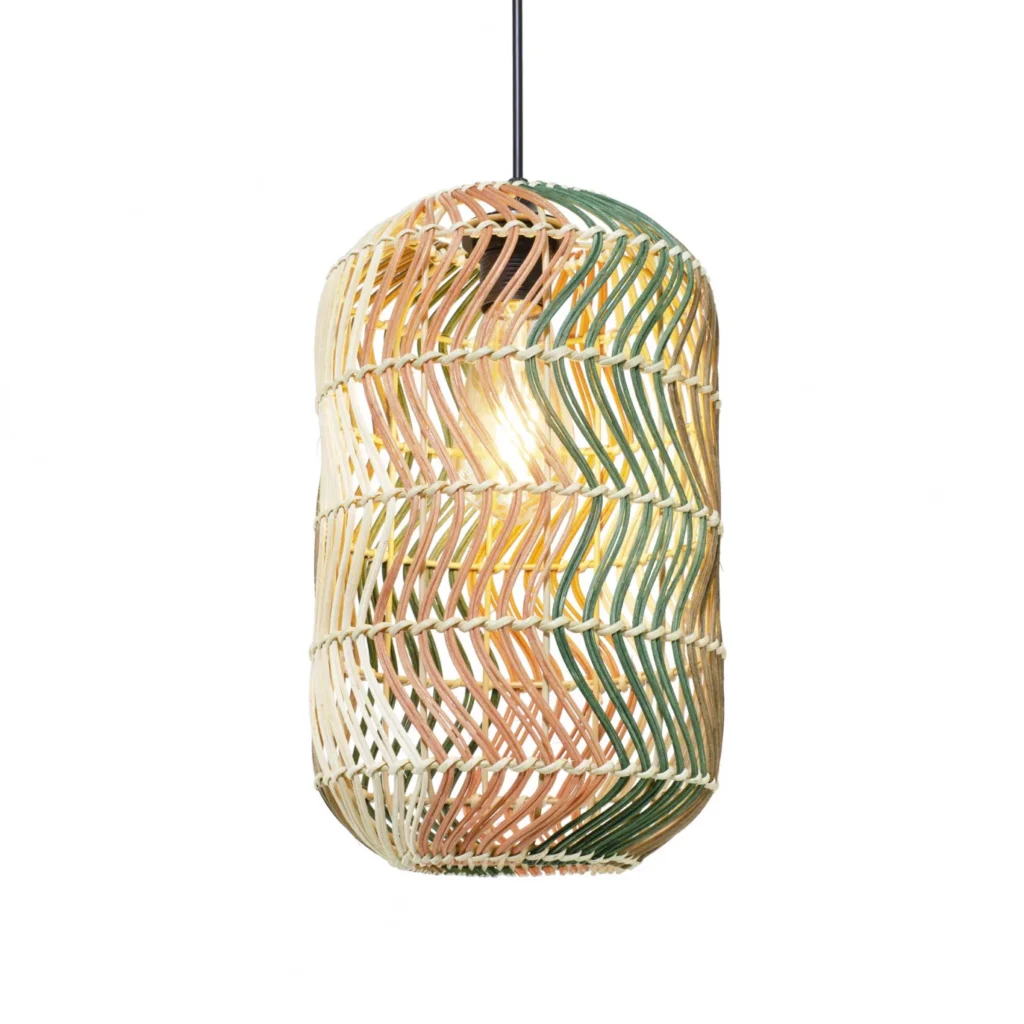 Lumi_one - Suspension rotin multicolore