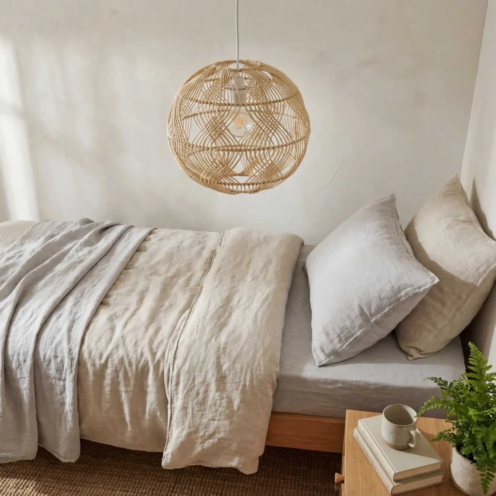 Suspension en rotin naturel ronde – Image 3