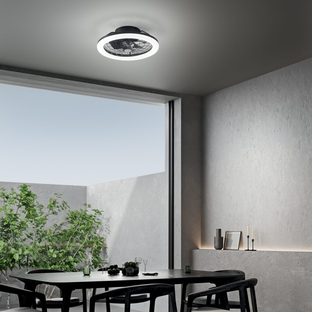 Ventilateur de plafond avec lumière design Etesia (Blanc / Noir) – Image 3