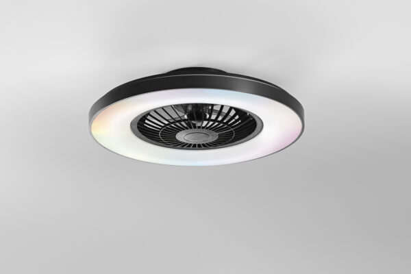 Ventilateur de plafond lumineux avec enceinte Garbin (Noir / Blanc) – Image 2