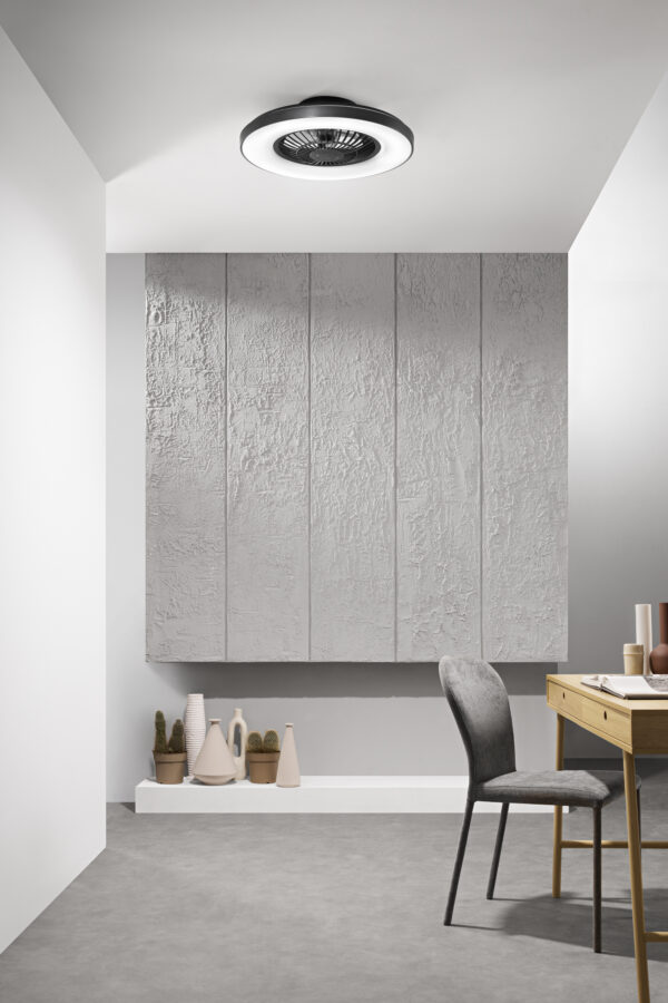 Ventilateur de plafond lumineux avec enceinte Garbin (Noir / Blanc) – Image 4