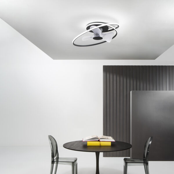 Ventilateur de plafond LED spirale (Blanc / Noir) – Image 3